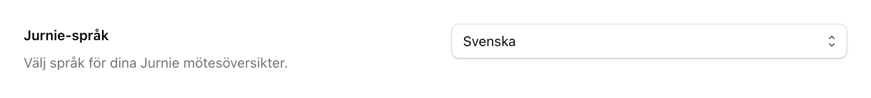 Inställningen Jurnie-språk på fliken Konto i Inställningar